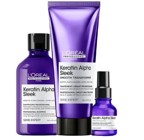 Routine L'Oréal Keratin Alpha Sleek Lissage Anti-Frisottis Complète