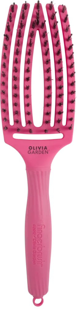 Olivia Garden FingerBrush Boar & Nylon - Medium Hot Pink